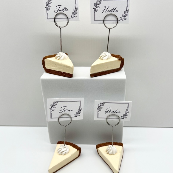 Cheesecake Place Card Holders – Handmade Mini Slice with Whipped Cream Dollop - Picture 8 of 11